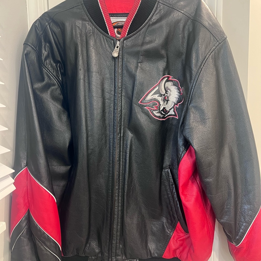 BUFFALO SABRES NHL VINTAGE LEATHER GOATHEAD BOMBER JACKET SEE PICTURES